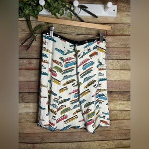 Vintage Style Car Print Wrap Skirt Adjustable Snap Small-Large